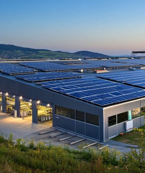 Alphasolaire est installateur de panneaux solaires photovoltaïques bâtiments tertiaires pour cet entrepôt en Ardèche.